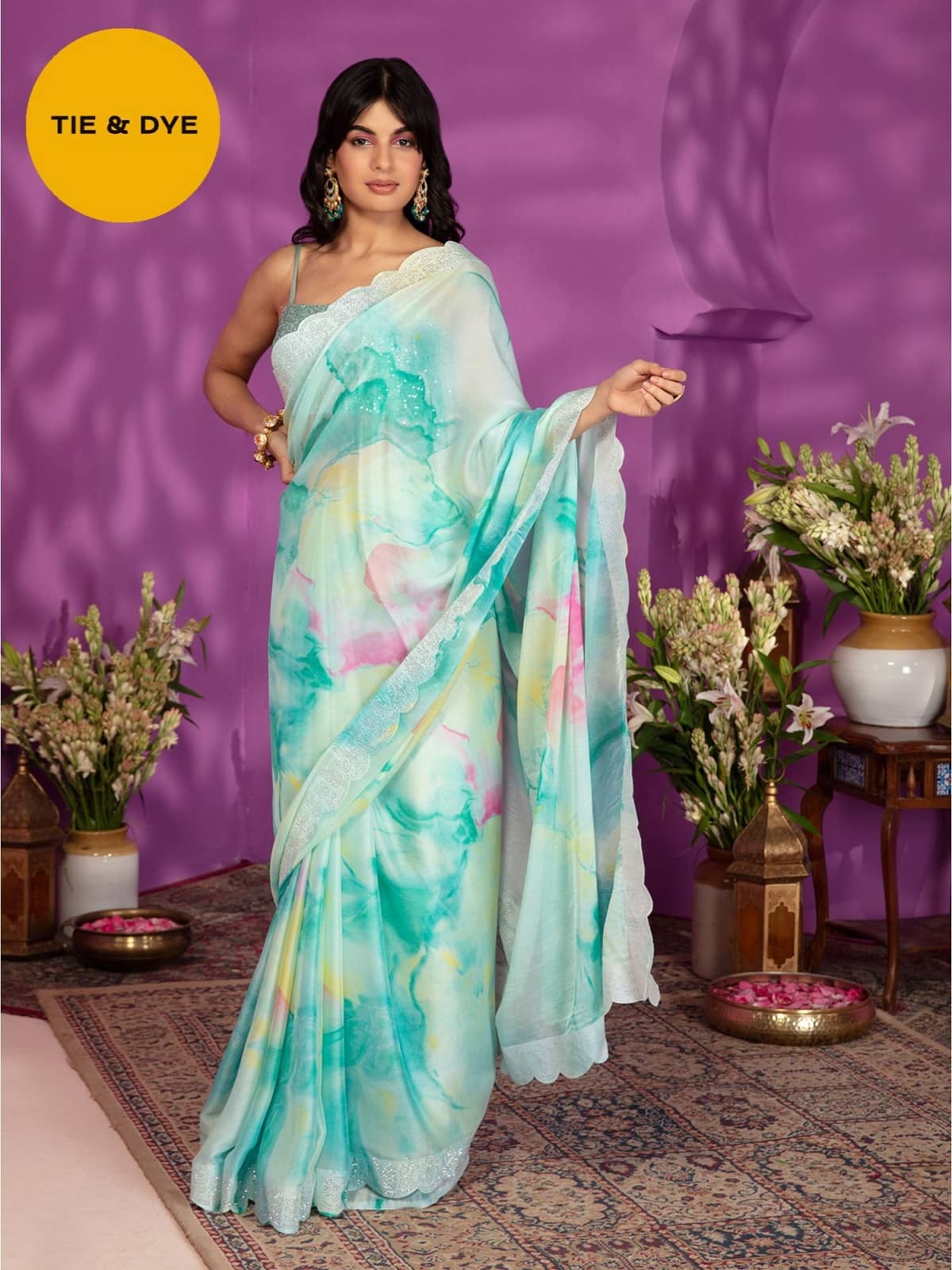 Gazal Fashions Nylon Printed Saree With Unstitched Blouse Piece ( Multicolor )