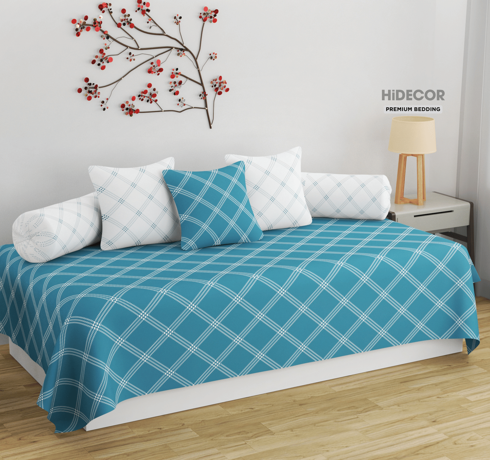 HIDECOR Cotton Geometric Diwan Set 6 Pcs - HIDECOR Cotton Geometric Diwan Set 6 Pcs -