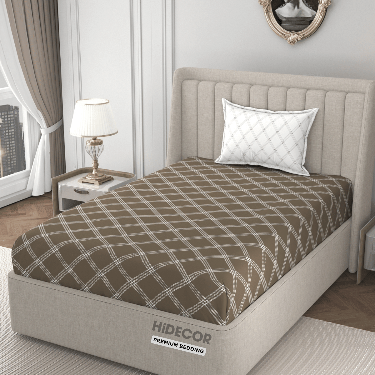     			HIDECOR Microfiber 1 Single Bedsheet with 1 Pillow Cover ( Gray )