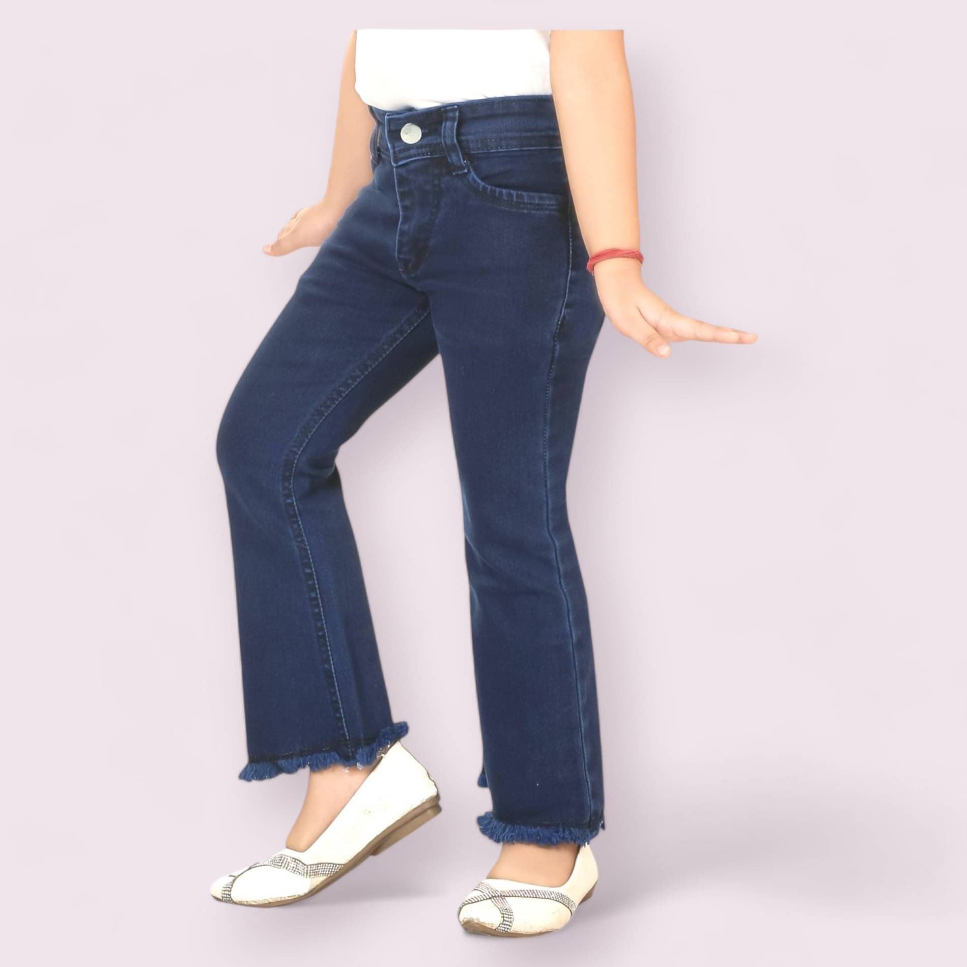     			ICONIC ME- Kids Girls Premium Dark Blue Denim Bootcut Jeans