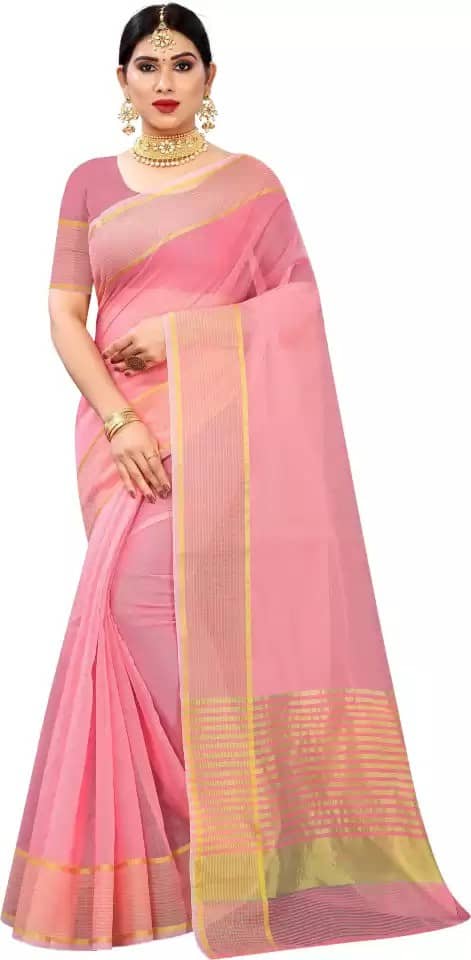 INDIAN SILKS Cotton Silk Solid Saree With Unstitched Blouse Piece ( Magenta ) - Sarees | Buy online on ZillyBuy