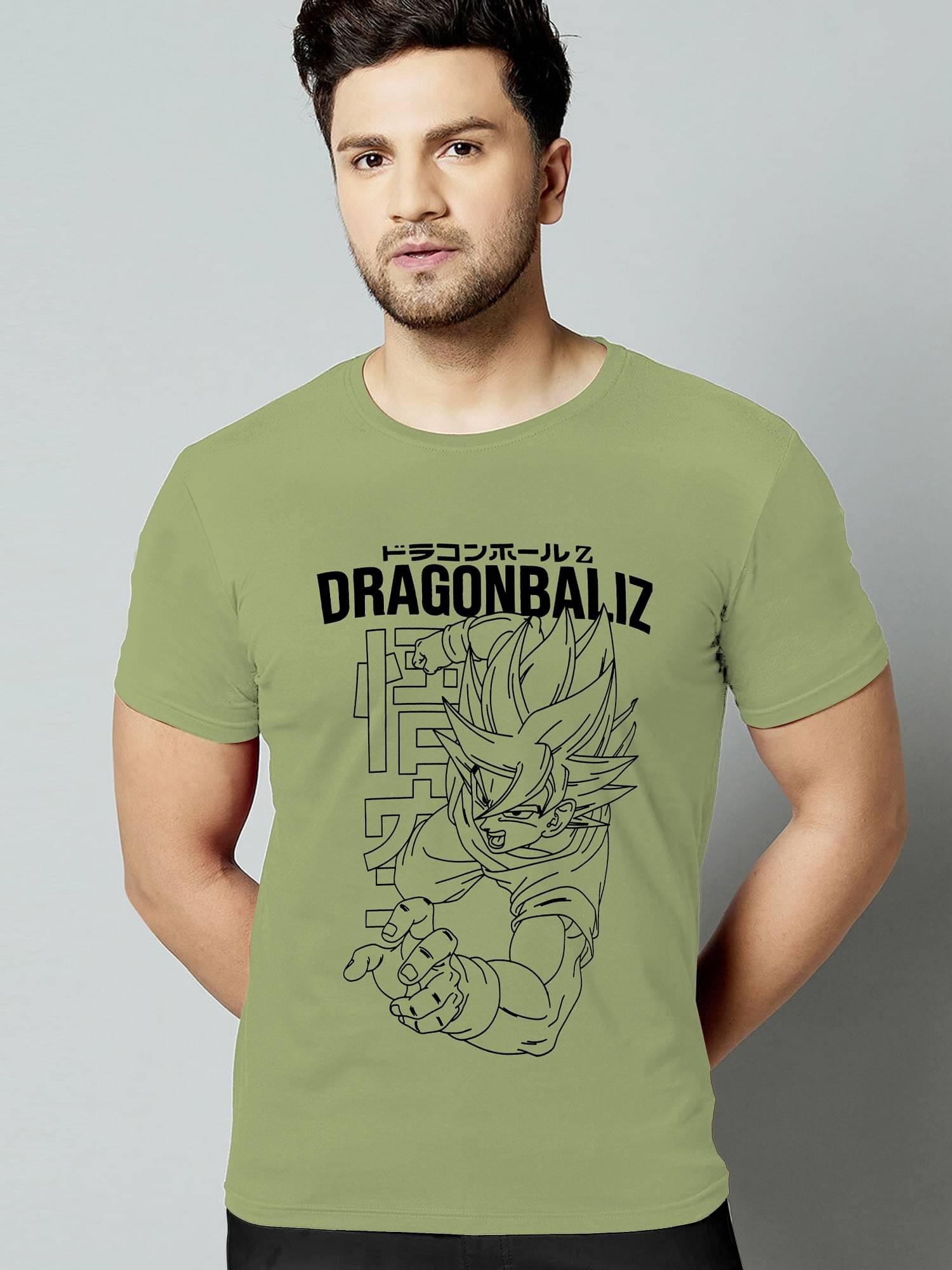     			KAJARU Polyester Regular Fit Printed Half Sleeves Men's Round T-Shirt - Olive Green ( Pack of 1 )