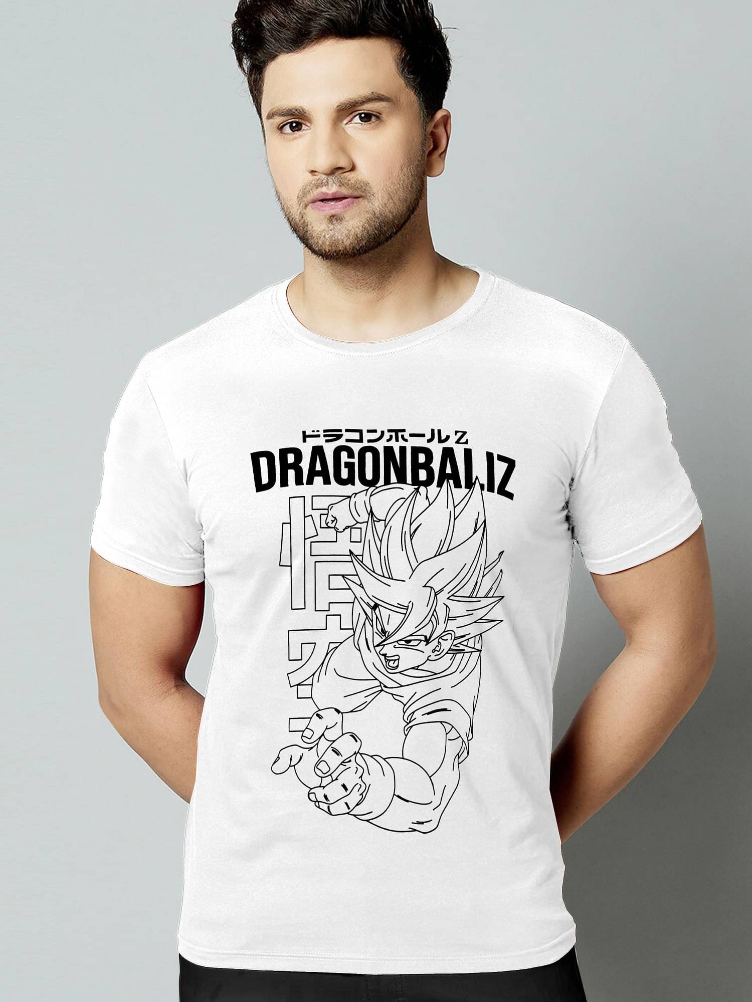     			KAJARU Polyester Regular Fit Printed Half Sleeves Men's Round T-Shirt - White ( Pack of 1 )