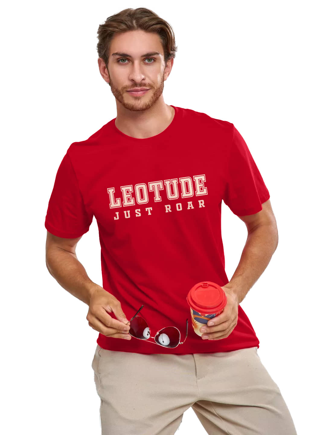 Leotude Pack of 1 Cotton Blend Regular Fit Men's T-Shirt ( Red )