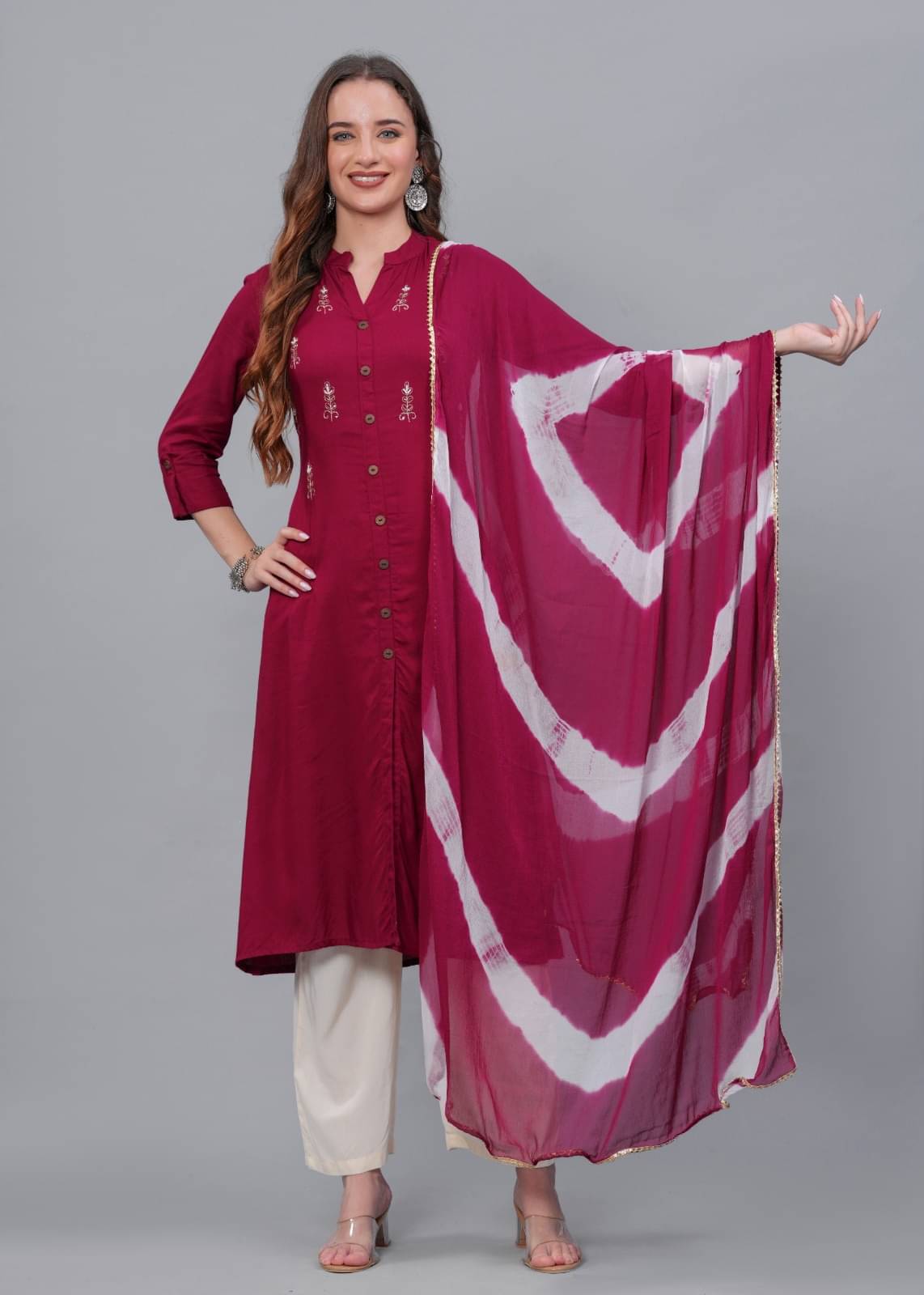 MAUKA Rayon Embroidered Kurti With Palazzo Women's Stitched Salwar Suit - Maroon ( Pack of 1 ) MAUKA Rayon Embroidered Kurti With Palazzo Women's Stitched Salwar Suit - Maroon ( Pack of 1 )