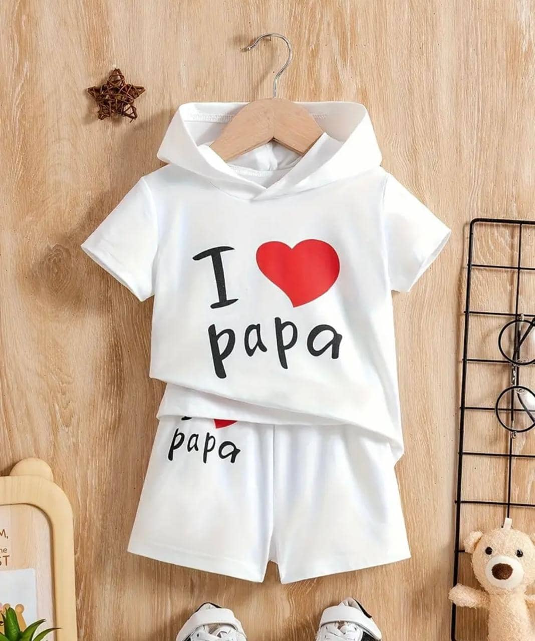 MUSNAH GARMENTS Pack of 1 Boys Cotton T-Shirt & Shorts Set ( White )