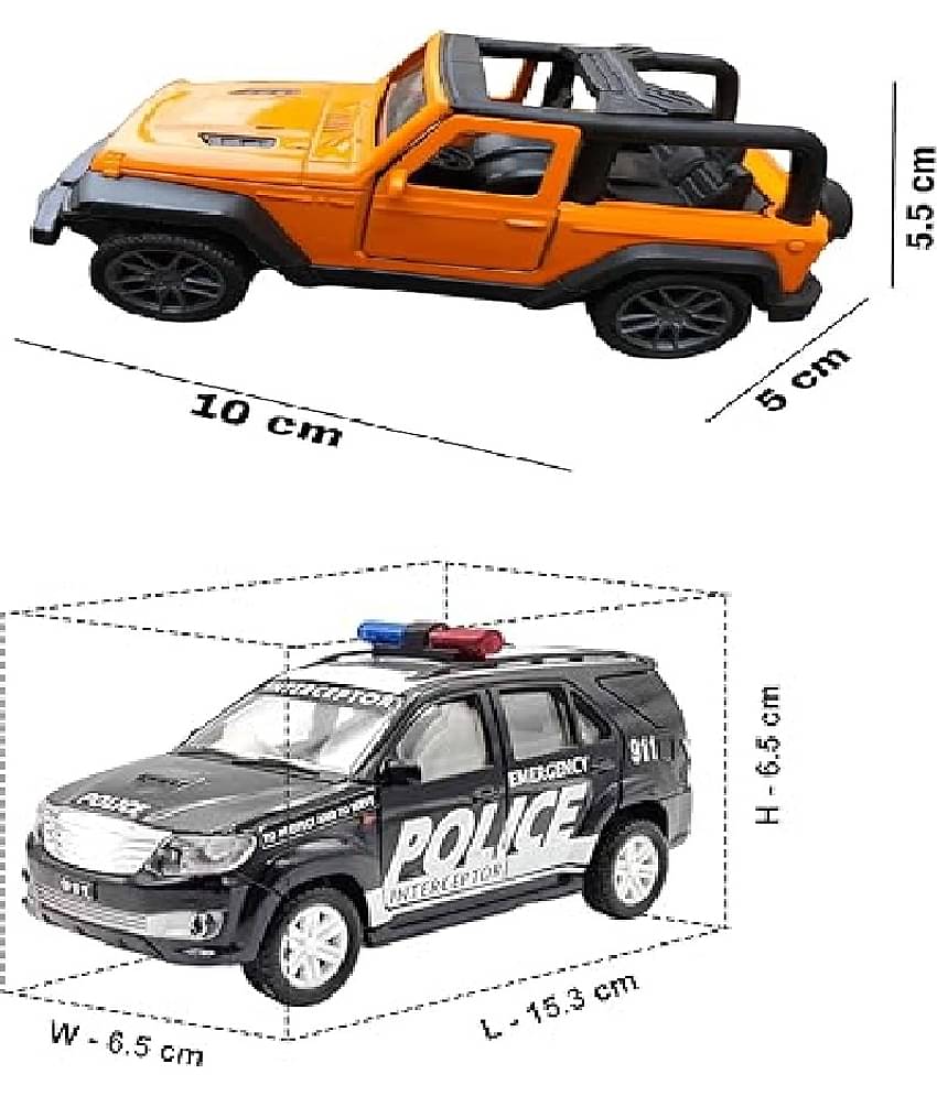 Police Interceptor Toyota Fortuner & Small Mahindra Thar Toy Cars