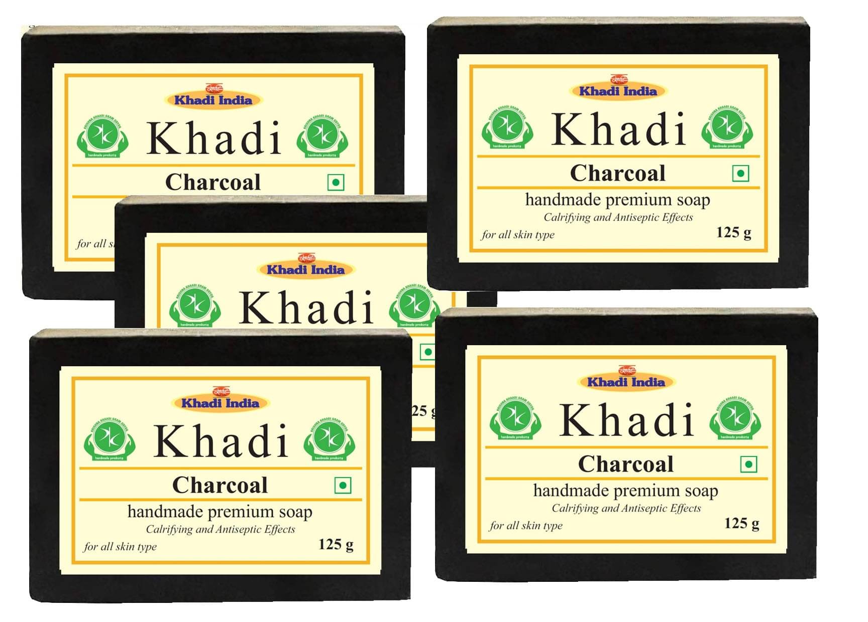 Premium Khadi Freshness Charcoal Soap for All Skin Type ( Pack of 5 ) Premium Khadi Freshness Charcoal Soap for All Skin Type ( Pack of 5 )