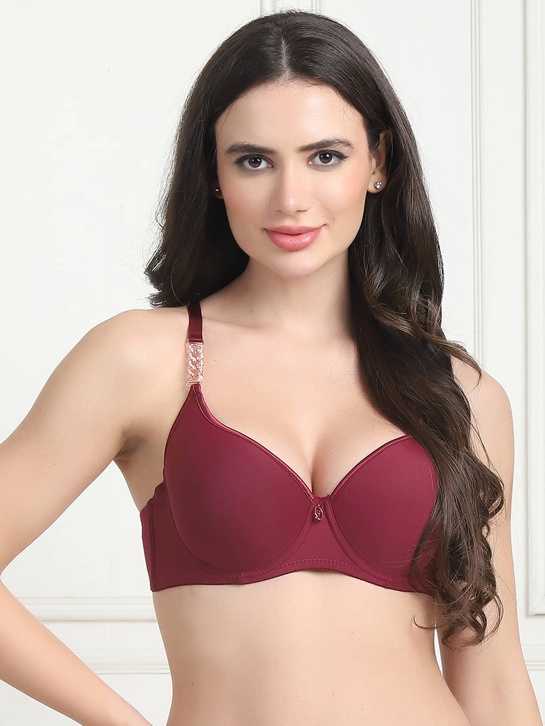 PrettyCat Polyester Lightly Padded Women's T-Shirt Bra ( Wine ) PC-BR-7047-WHN PrettyCat Polyester Lightly Padded Women's T-Shirt Bra ( Wine ) PC-BR-7047-WHN