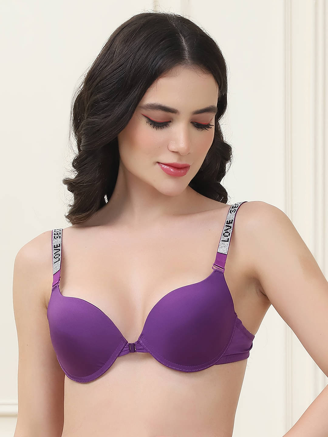 PrettyCat Polyester Lightly Padded Women's Push Up Bra ( Purple ) PC-BR-7041-FO-PPL PrettyCat Polyester Lightly Padded Women's Push Up Bra ( Purple ) PC-BR-7041-FO-PPL