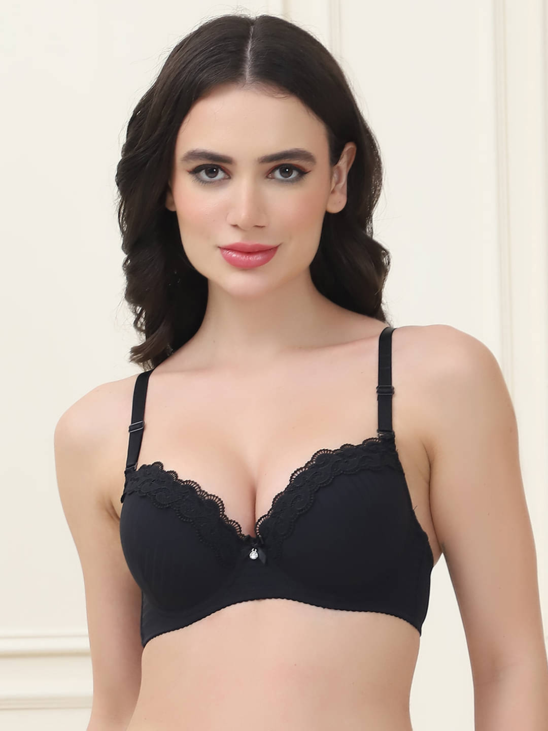 PrettyCat Pack of 1 Polyester Lightly Padded Women's T-Shirt Bra ( Black ) PC-BR-7051-BLK PrettyCat Pack of 1 Polyester Lightly Padded Women's T-Shirt Bra ( Black ) PC-BR-7051-BLK