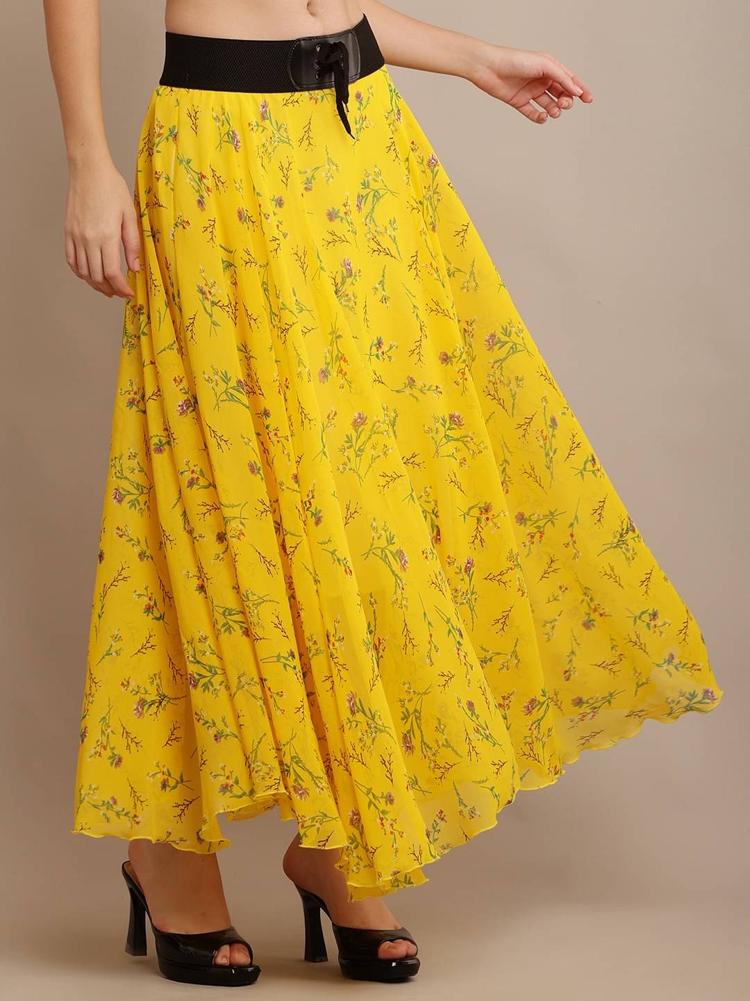 RC NEOEN Yellow Georgette Women's Flared Skirt ( Pack of 1 ) RC NEOEN Yellow Georgette Women's Flared Skirt ( Pack of 1 )