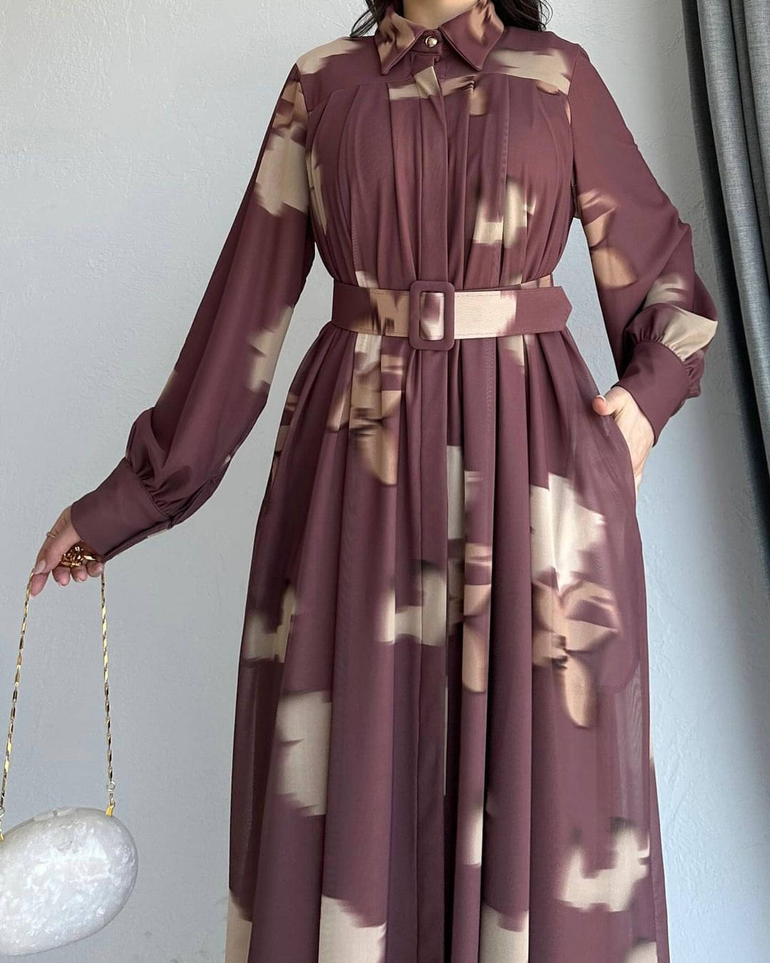     			SARINKU Brown Georgette Stitched Burqas without Hijab -