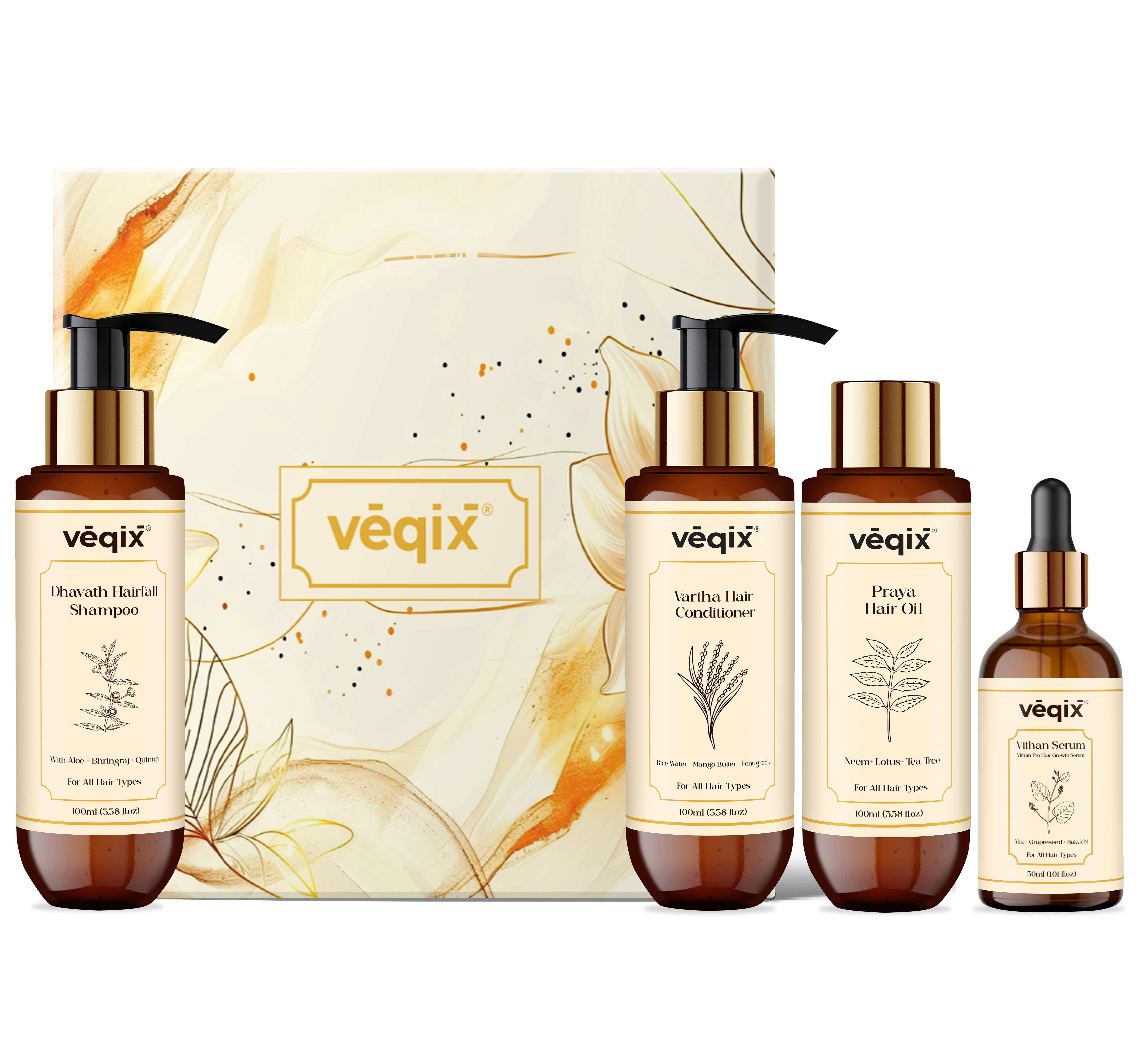     			Veqix Hair Growth Combo, Hair Oil , Shampoo , Serum, Conditioner (Pack of 4)