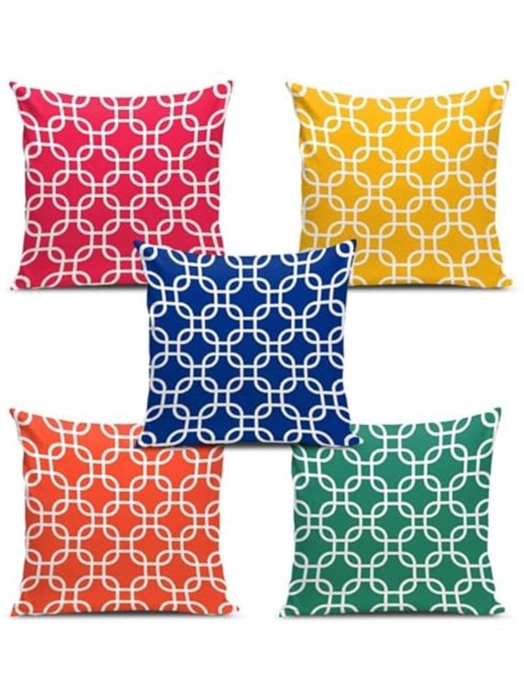 SUNTAP Set of 5 Polyester Geometric Printed Square Cushion Cover (40X40)cm - Multi SUNTAP Set of 5 Polyester Geometric Printed Square Cushion Cover (40X40)cm - Multi