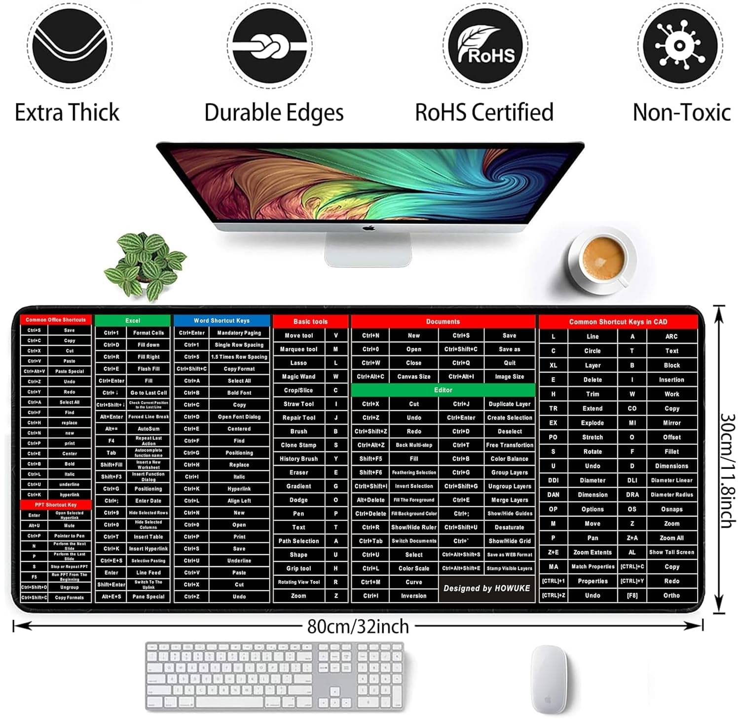 Shortcut Keys Mouse Pad Gaming Mats for Office Keyboard PC Mousepad Mat Mousepad (Black) Shortcut Keys Mouse Pad Gaming Mats for Office Keyboard PC Mousepad Mat Mousepad (Black)