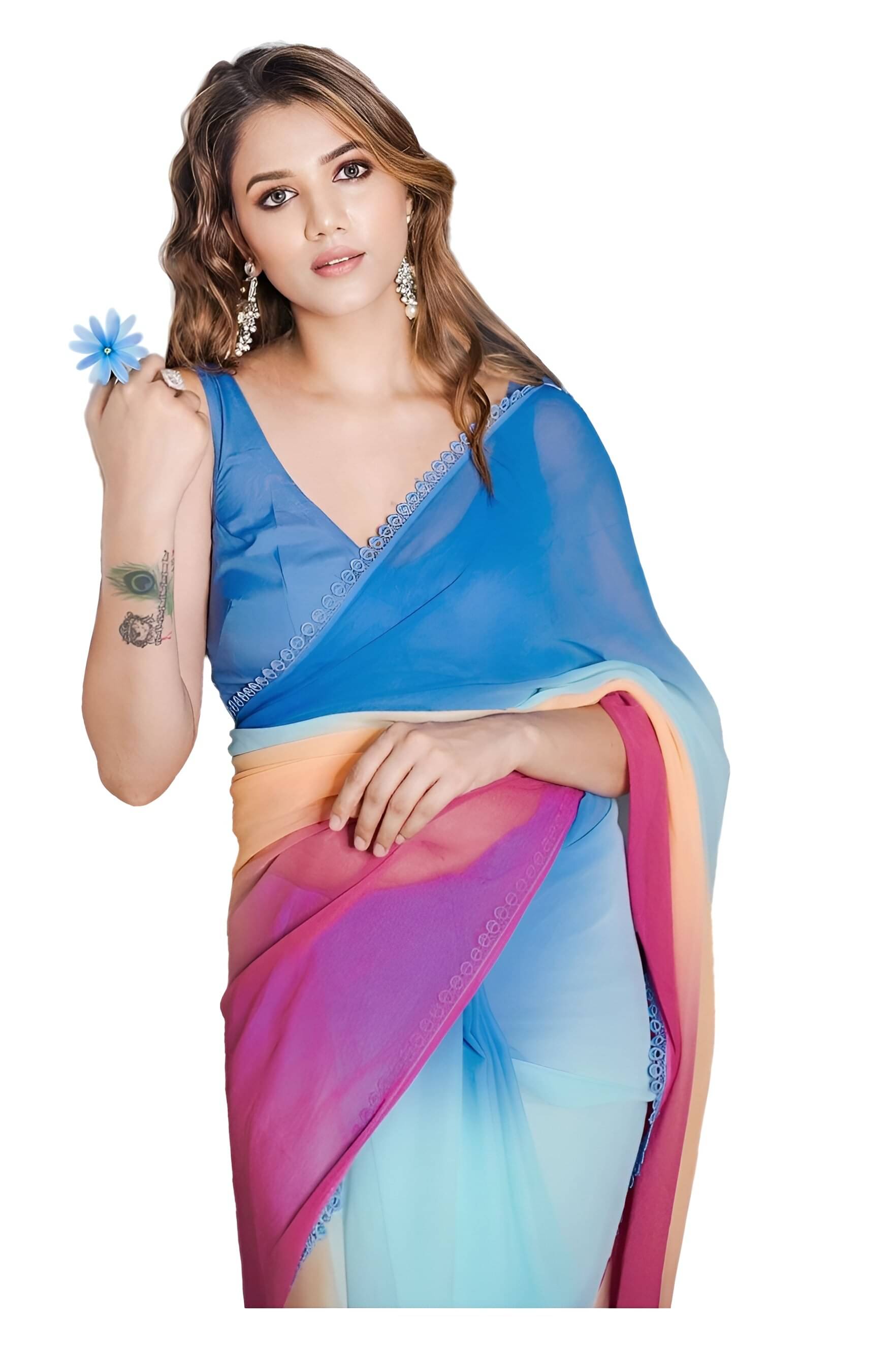 Sidhidata Georgette Printed Saree With Unstitched Blouse Piece ( Multicolor ) Sidhidata Georgette Printed Saree With Unstitched Blouse Piece ( Multicolor )