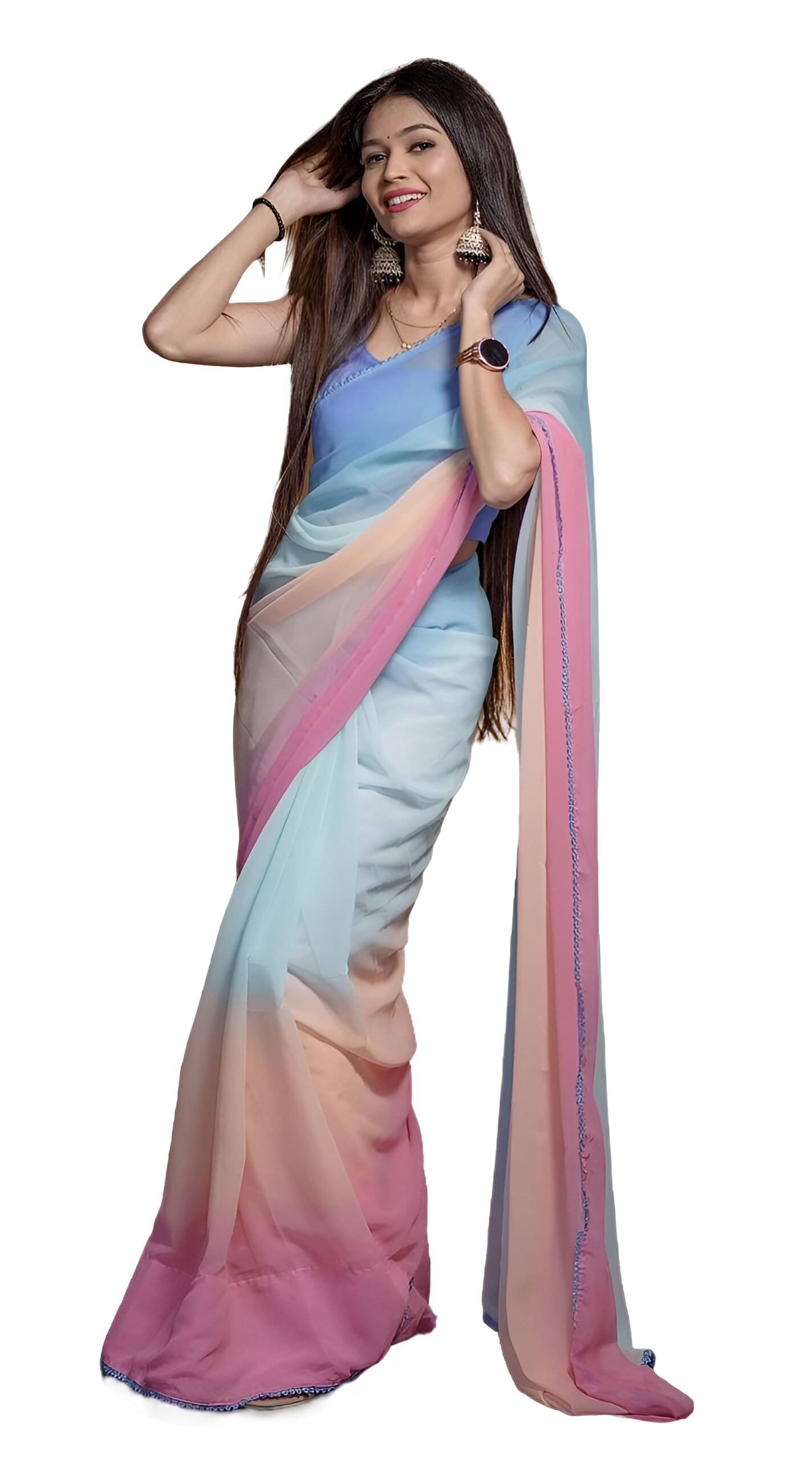 Sidhidata Georgette Printed Saree With Unstitched Blouse Piece ( Multicolor ) Sidhidata Georgette Printed Saree With Unstitched Blouse Piece ( Multicolor )