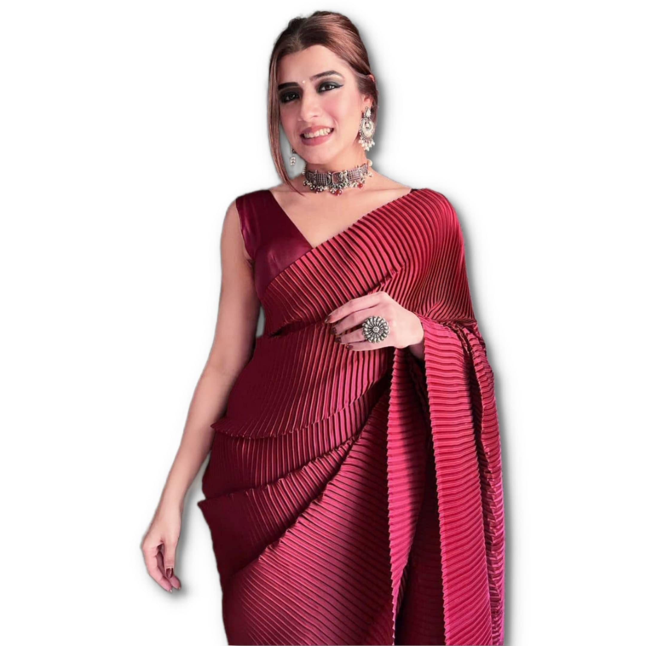 Sidhidata Satin Self Design Saree With Unstitched Blouse Piece ( Maroon ) Sidhidata Satin Self Design Saree With Unstitched Blouse Piece ( Maroon )