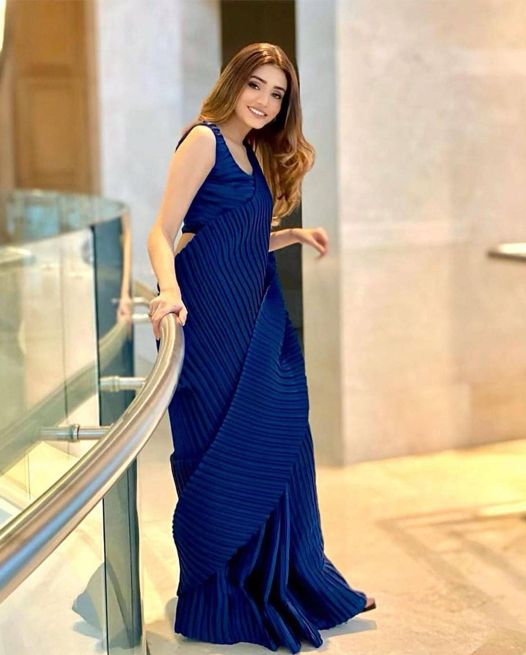 Sidhidata Satin Striped Saree With Unstitched Blouse Piece ( Navy Blue ) Sidhidata Satin Striped Saree With Unstitched Blouse Piece ( Navy Blue )