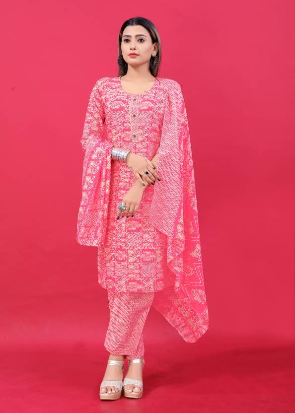 THE PRIVATE LABLE Cotton Printed Kurti With Pants Women's Stitched Salwar Suit - Magenta ( Pack of 1 ) THE PRIVATE LABLE Cotton Printed Kurti With Pants Women's Stitched Salwar Suit - Magenta ( Pack of 1 )