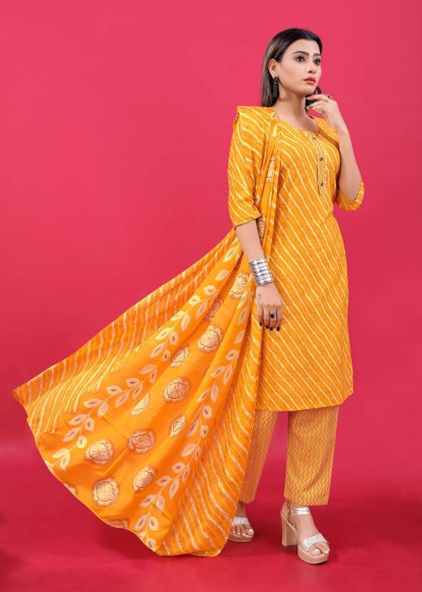 THE PRIVATE LABLE Cotton Printed Kurti With Pants Women's Stitched Salwar Suit - Yellow ( Pack of 1 ) THE PRIVATE LABLE Cotton Printed Kurti With Pants Women's Stitched Salwar Suit - Yellow ( Pack of 1 )