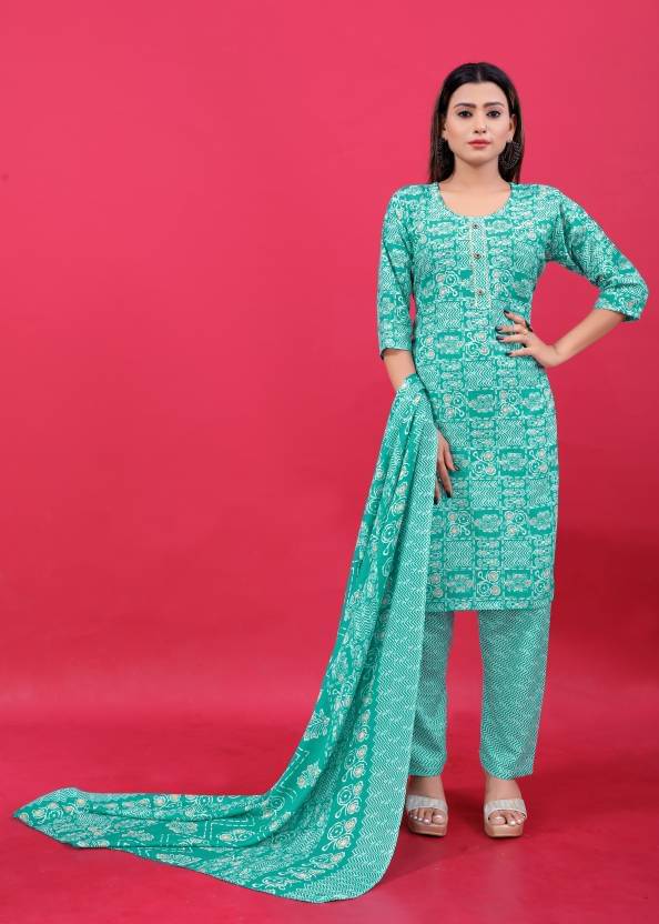     			THE PRIVATE LABLE Cotton Printed Kurti With Pants Women's Stitched Salwar Suit - Navy Blue ( Pack of 1 )