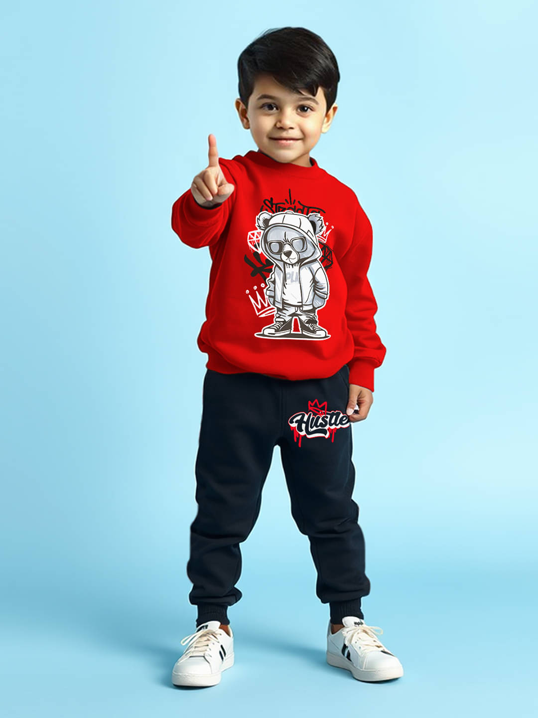     			Trampoline Pack of 1 Boys Cotton Blend T-Shirt & Trackpants Set ( Multicolor )