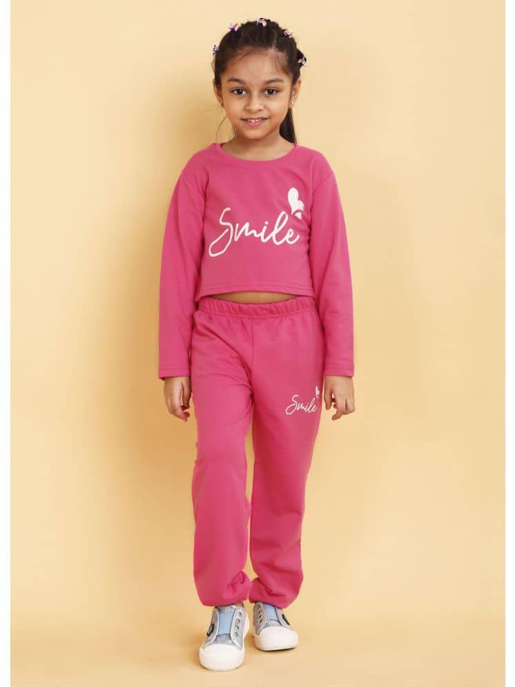 Trampoline Pack of 1 Girls Cotton Blend Top With Joggers ( Black )