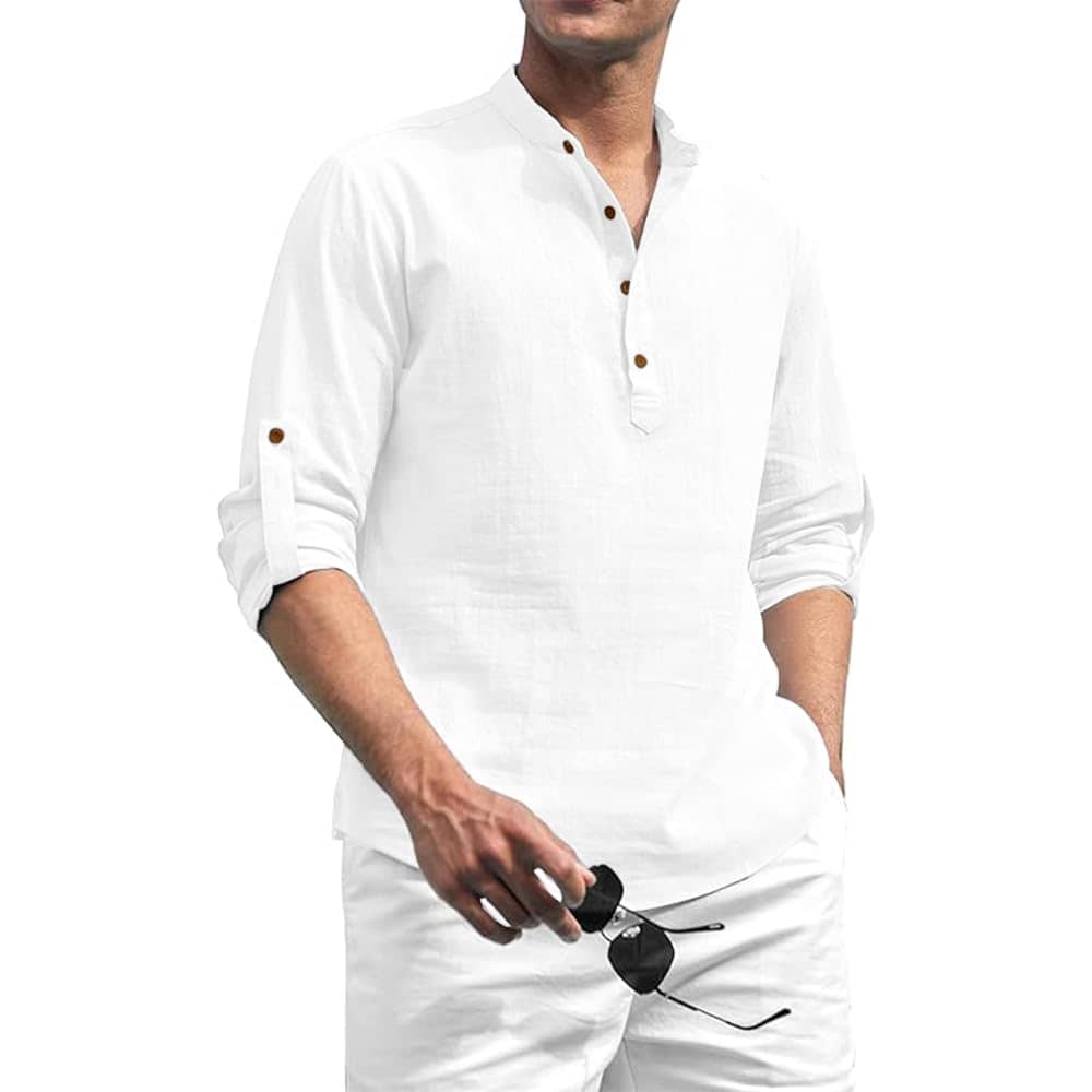 UNI VIBE Peach Cotton Men's Shirt Style Kurta ( Pack of 1 ) - Kurtas & Kurta Sets | Buy online on ZillyBuy