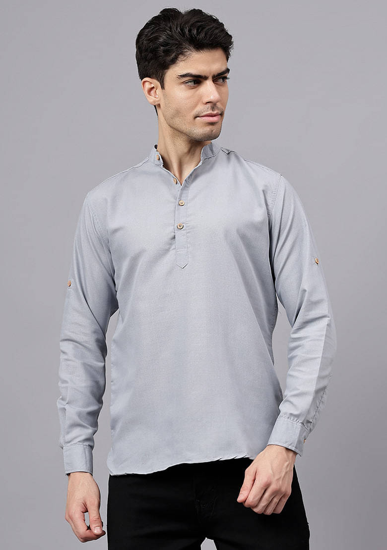     			Vida Loca Grey Cotton Blend Men's Regular Kurta ( Pack of 1 )