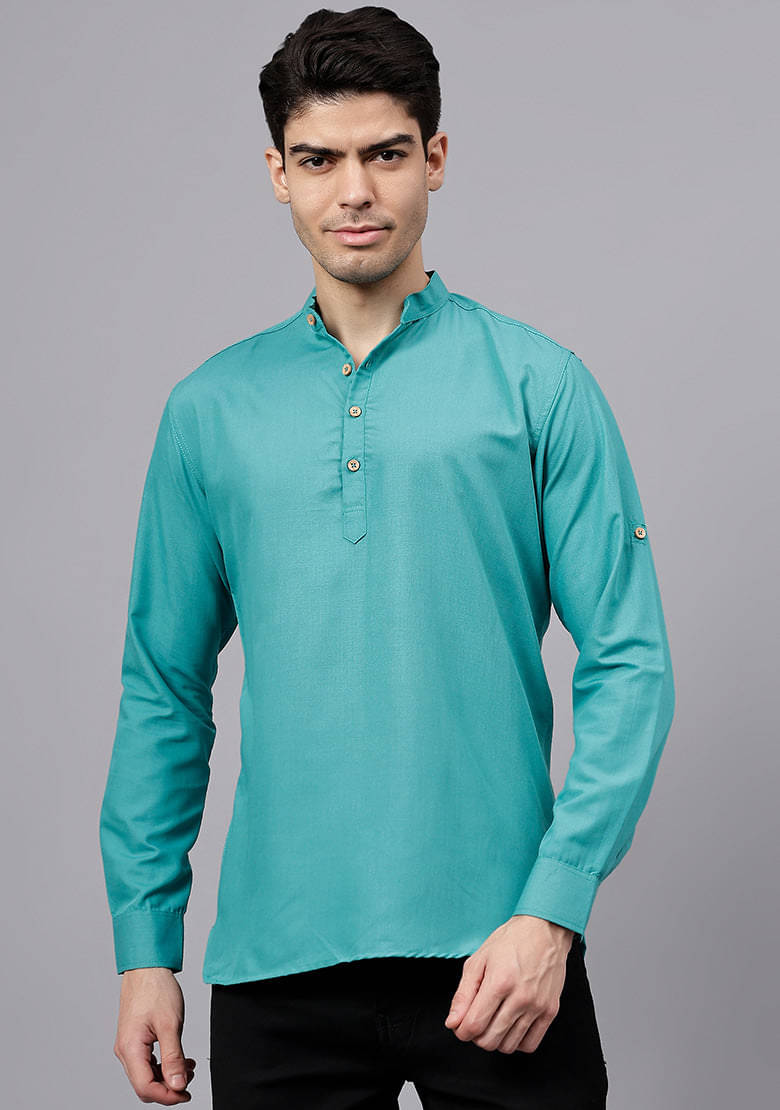 Vida Loca Teal Cotton Blend Men's Regular Kurta ( Pack of 1 ) Vida Loca Teal Cotton Blend Men's Regular Kurta ( Pack of 1 )
