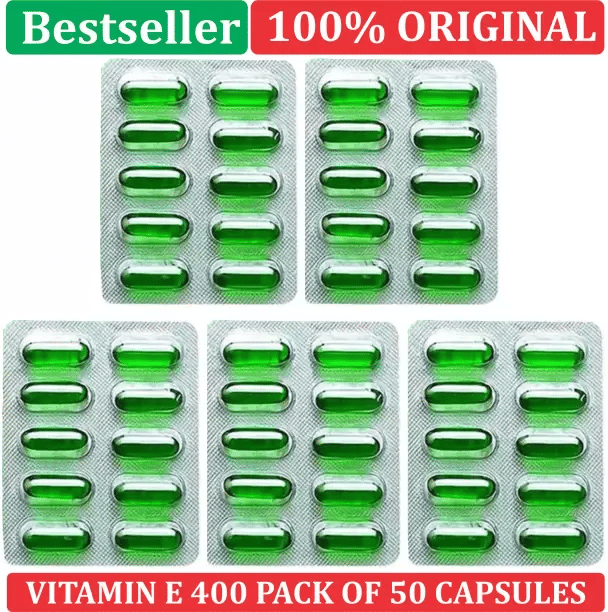     			Vitamin E capsule for Face Pimple Glowing Skin & hair care  (5 x 10 Capsules)