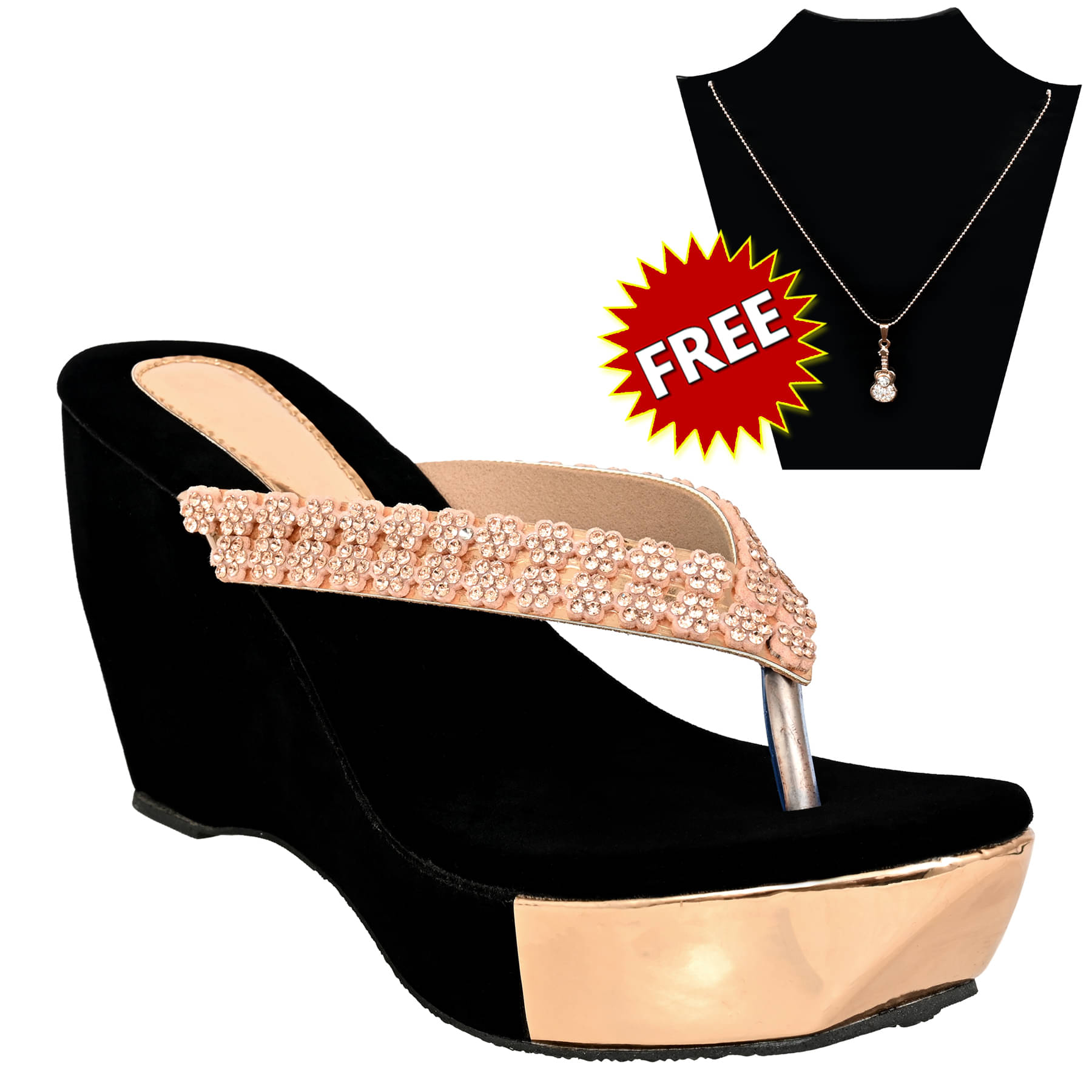     			Altek Gold Women's Slip On Heels