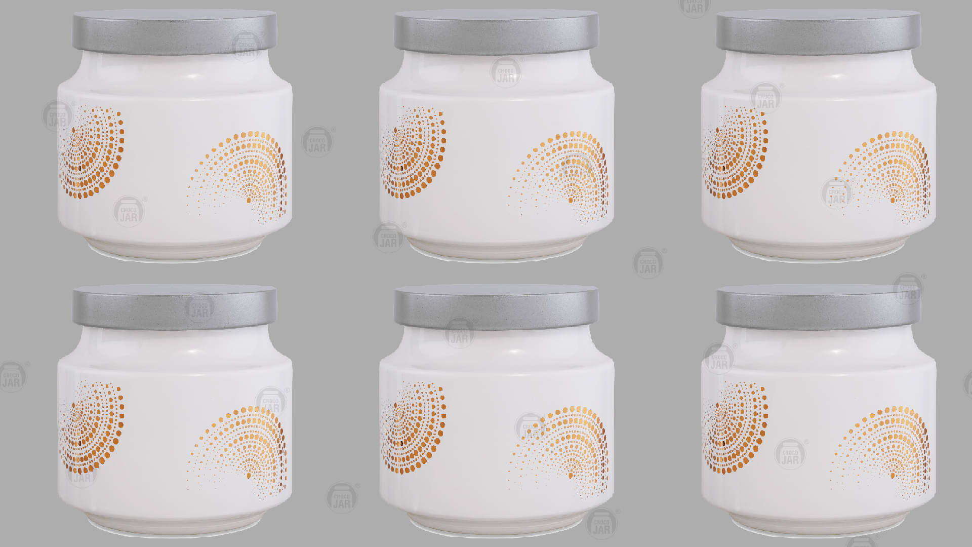     			CROCO JAR Glass Silver Cookie Container ( Set of 6 )