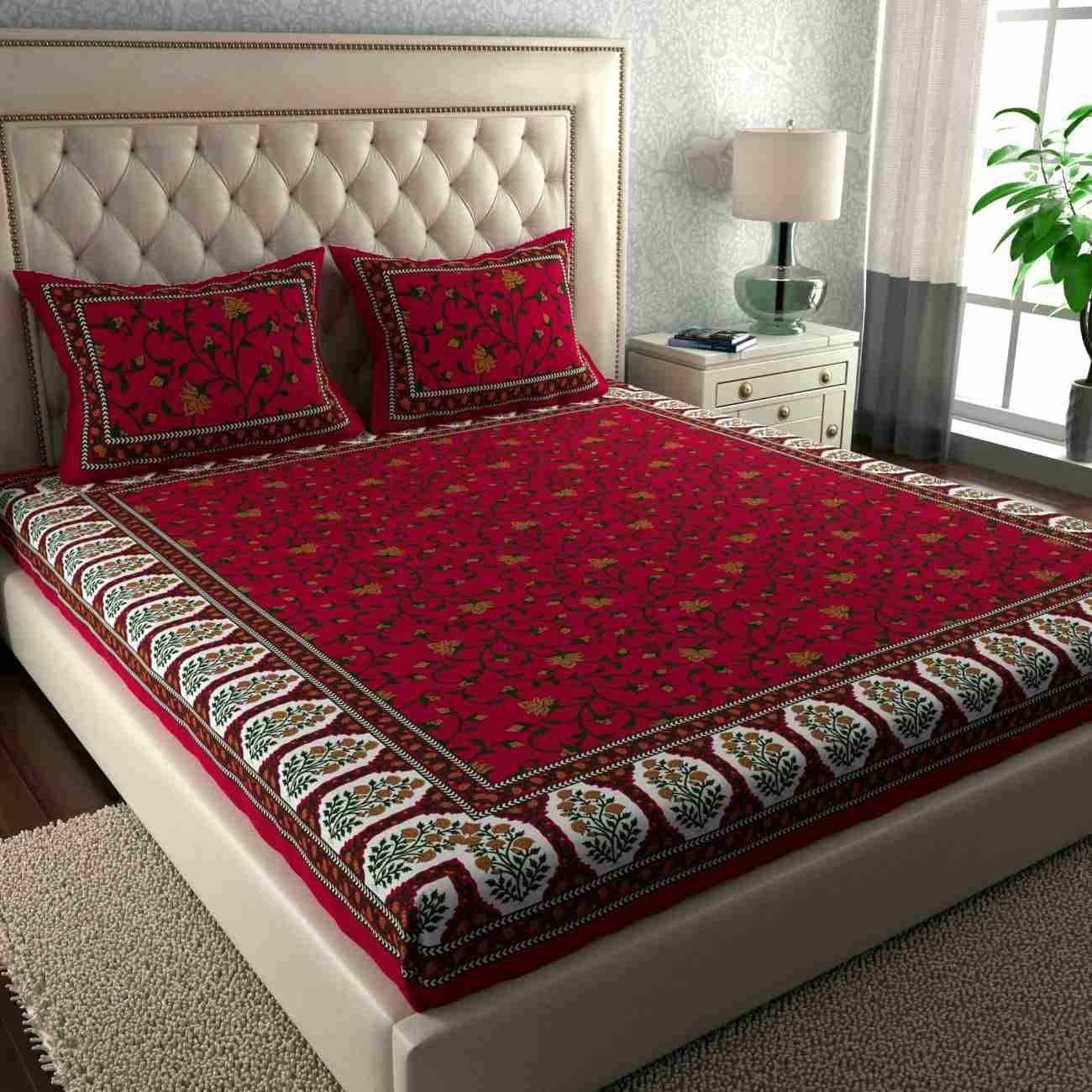 Cosito Cotton 1 Double Bedsheet with 2 Pillow Covers ( Red ) Cosito Cotton 1 Double Bedsheet with 2 Pillow Covers ( Red )