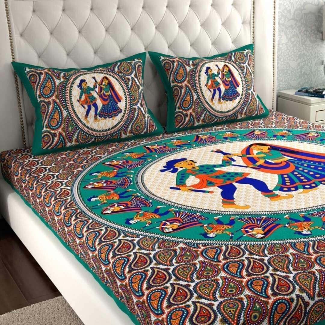     			Cosito Cotton 1 Double Bedsheet with 2 Pillow Covers ( Green )