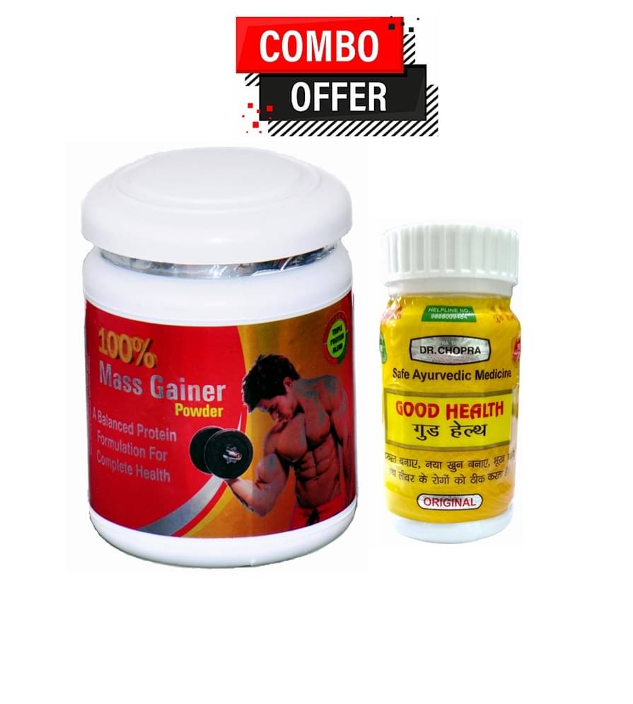 Dr. Chopra Good Health Capsule 50 no.s & 100% Mass Gainer Powder 300 gm Unflavoured Single Pack Dr. Chopra Good Health Capsule 50 no.s & 100% Mass Gainer Powder 300 gm Unflavoured Single Pack