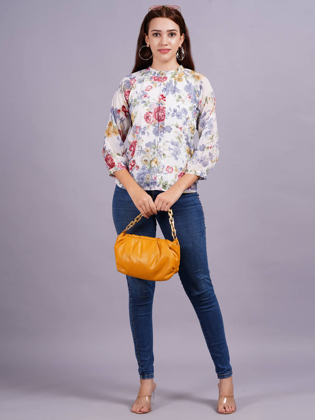     			HIGHLIGHT FASHION EXPORT Women's Georgette Regular Top ( White )