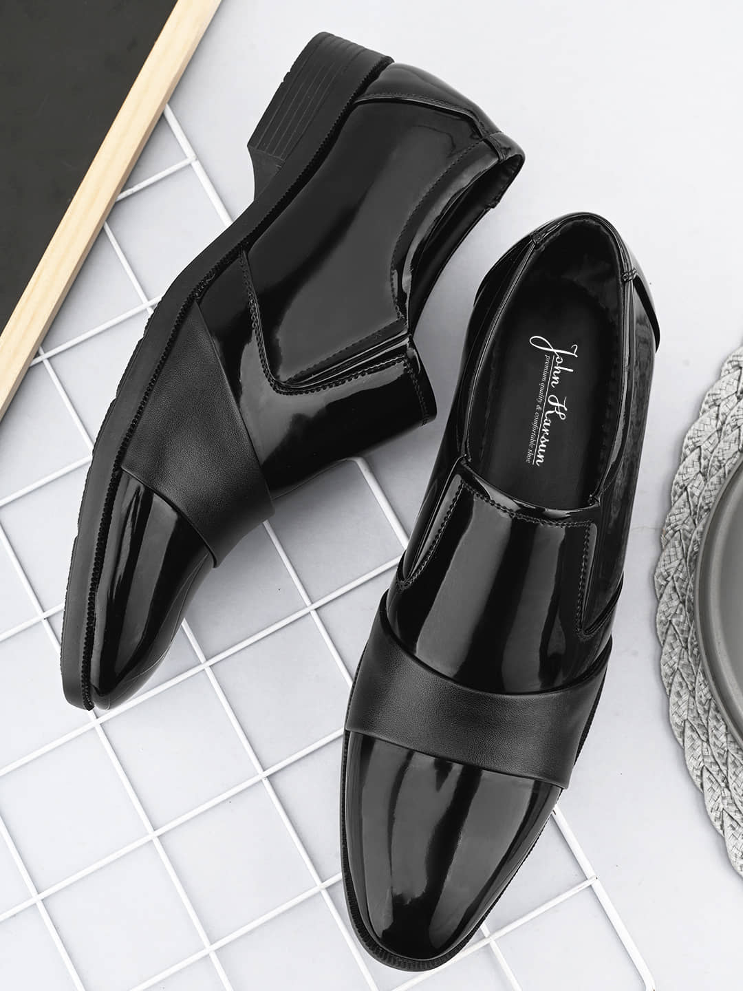 John Karsun Black Men's Slip On Formal Shoes - Formal Shoes | Buy online on ZillyBuy