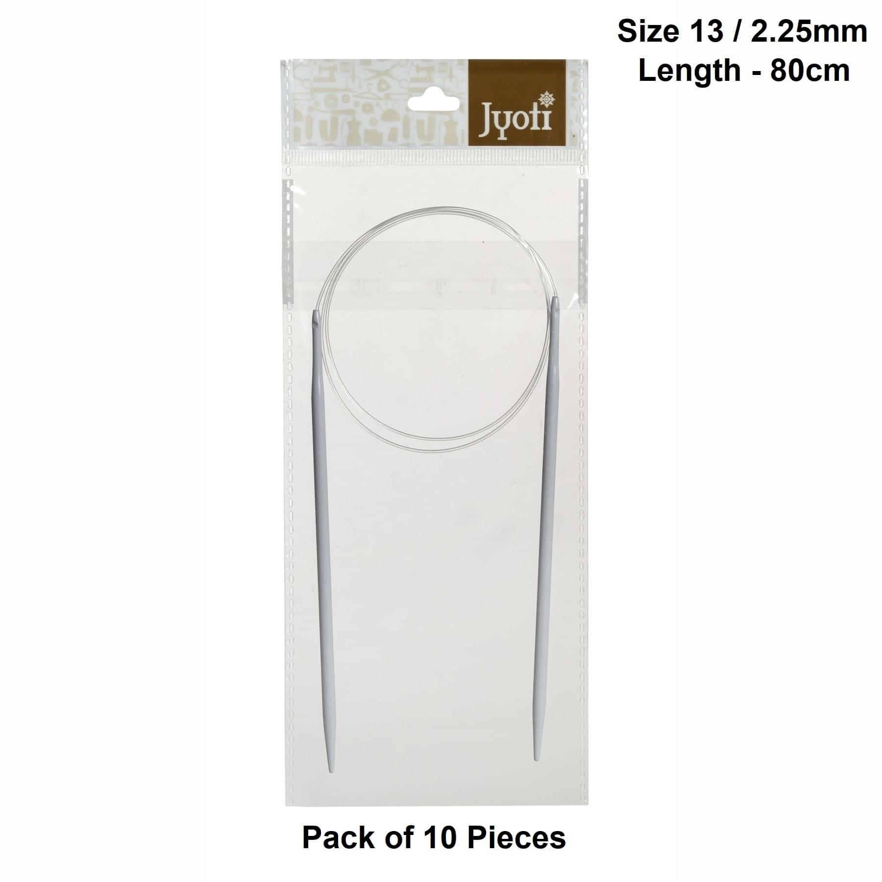     			Jyoti Circular Knitting Needles with Soft Cable - Aluminium (Length 80cm & Size 13no./2.25mm), Knitting Locking Stitch Marker, DIY Weaving Crafts, Used for Making Sweater, Cap & Woollen Artefact - Pack of 10 Pieces