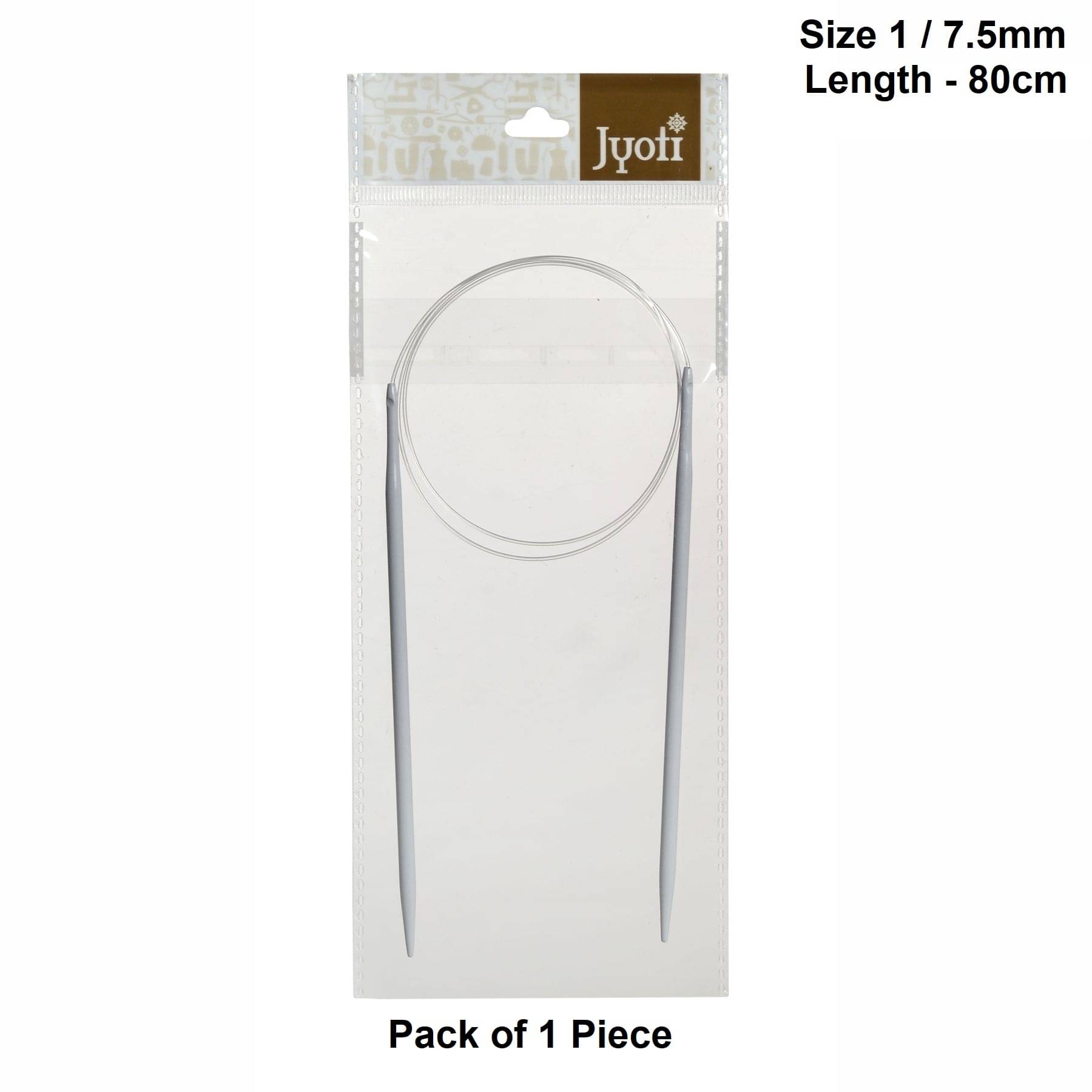     			Jyoti Circular Knitting Needles with Soft Cable - Aluminium (Length 80cm & Size 1no./7.5mm), Knitting Locking Stitch Marker, DIY Weaving Crafts, Used for Making Sweater, Cap & Woollen Artefact - Pack of 1 Piece