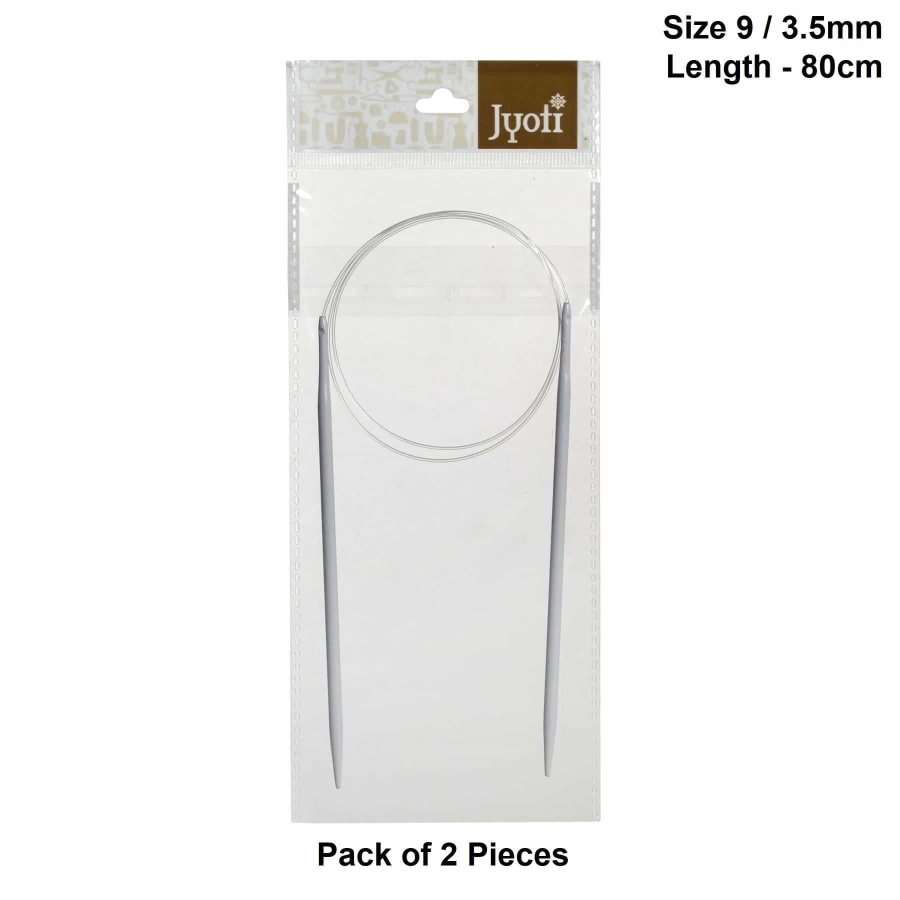     			Jyoti Circular Knitting Needles with Soft Cable - Aluminium (Length 80cm & Size 9no./3.5mm), Knitting Locking Stitch Marker, DIY Weaving Crafts, Used for Making Sweater, Cap & Woollen Artefact - Pack of 2 Pieces