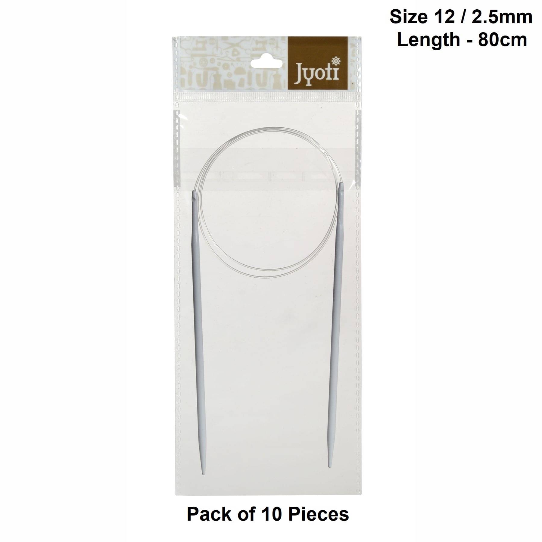     			Jyoti Circular Knitting Needles with Soft Cable - Aluminium (Length 80cm & Size 12no./2.5mm), Knitting Locking Stitch Marker, DIY Weaving Crafts, Used for Making Sweater, Cap & Woollen Artefact - Pack of 10 Pieces