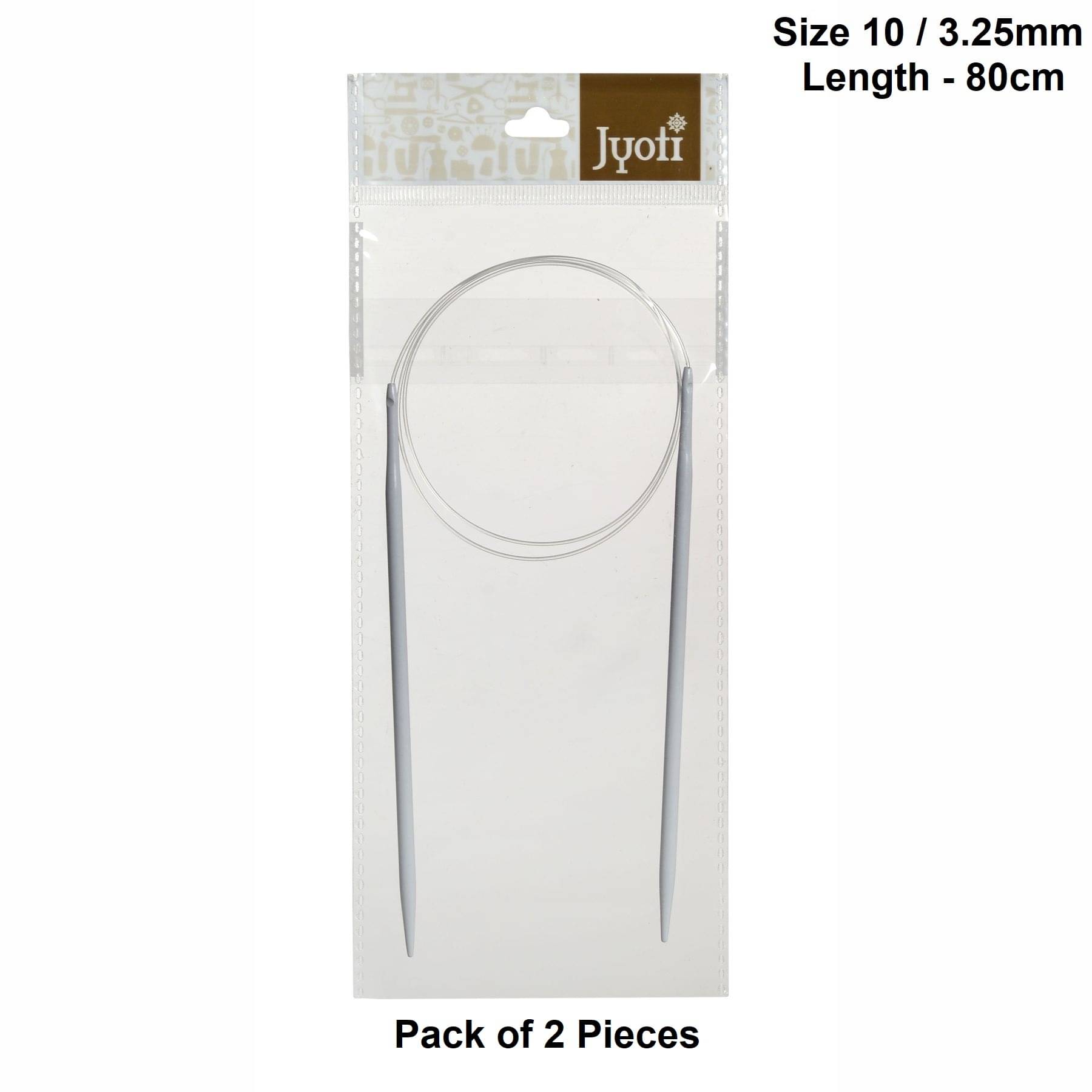     			Jyoti Circular Knitting Needles with Soft Cable - Aluminium (Length 80cm & Size 10no./3.25mm), Knitting Locking Stitch Marker, DIY Weaving Crafts, Used for Making Sweater, Cap & Woollen Artefact - Pack of 2 Pieces