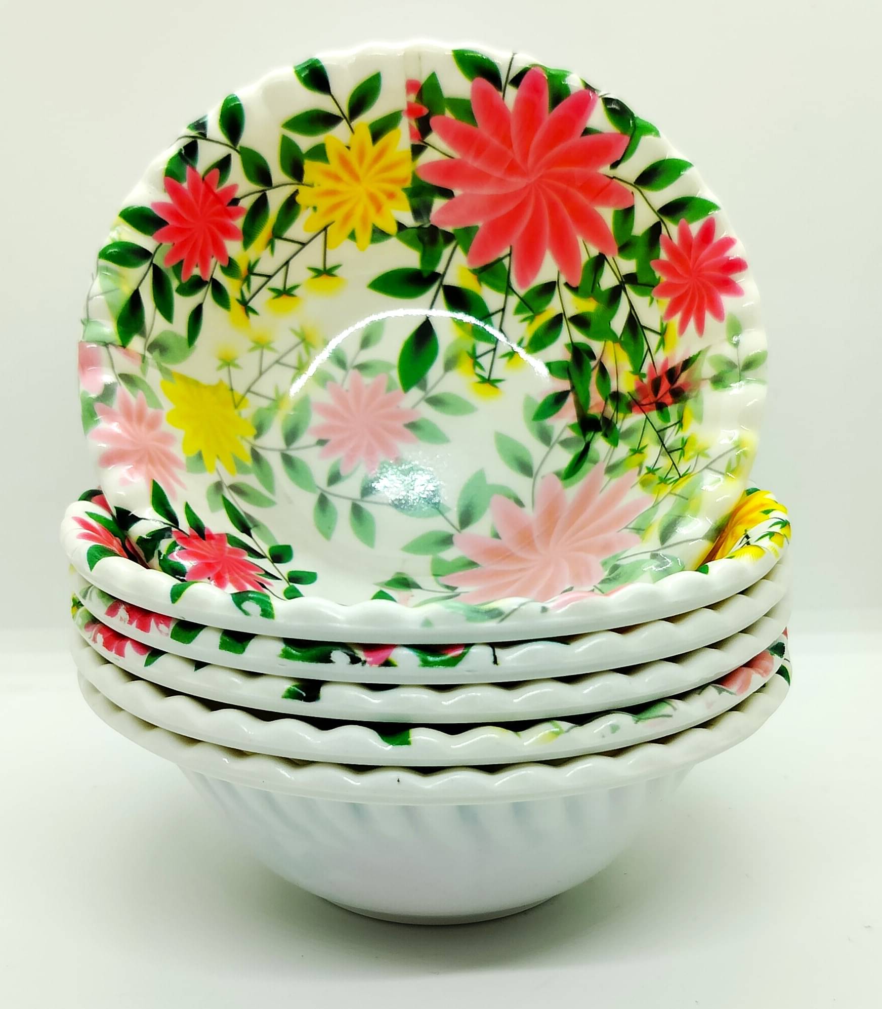     			Laserbot Serving Bowl (5 X 2" INCH) Melamine Printed Fruit Bowl 7 cm ( Set of 6 ) Light Green