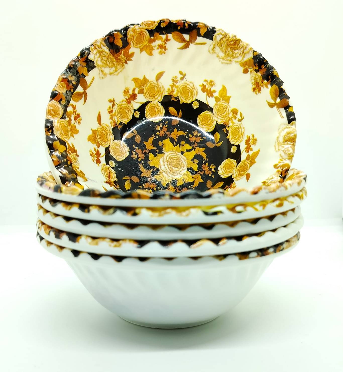 Laserbot Serving Bowl (5 X 2" INCH) Melamine Printed Fruit Bowl 7 cm ( Set of 6 ) Gold Laserbot Serving Bowl (5 X 2" INCH) Melamine Printed Fruit Bowl 7 cm ( Set of 6 ) Gold