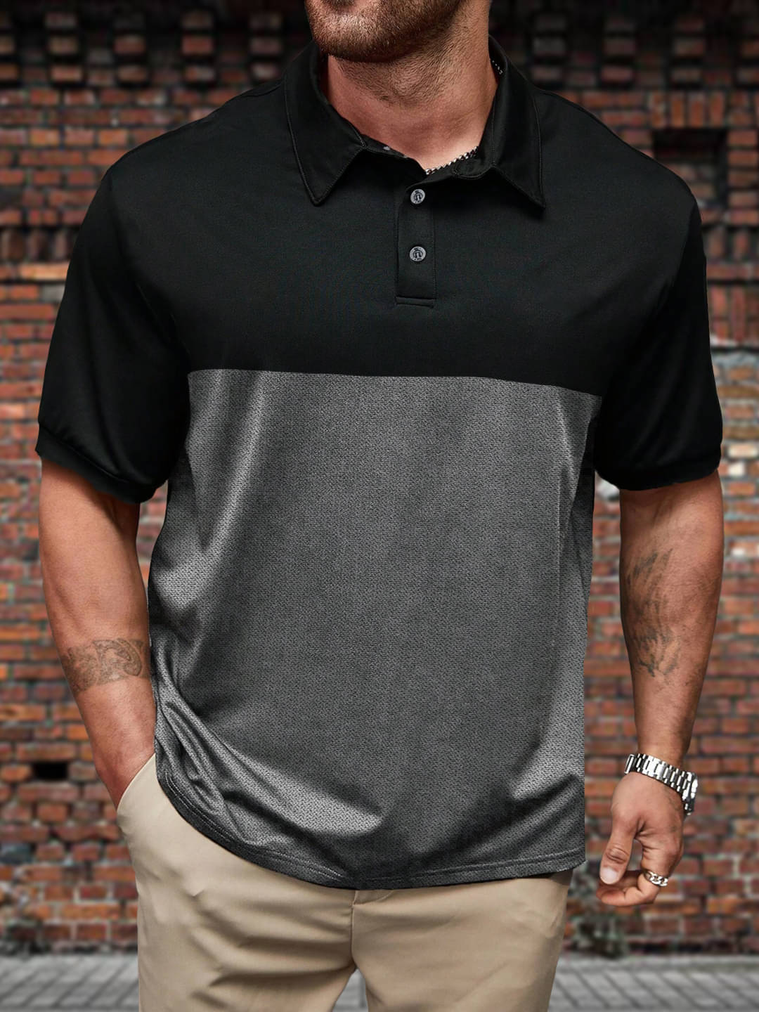 Leotude Pack of 1 Cotton Blend Regular Fit Colorblock Half Sleeves Men's Polo T Shirt ( Grey ) Leotude Pack of 1 Cotton Blend Regular Fit Colorblock Half Sleeves Men's Polo T Shirt ( Grey )