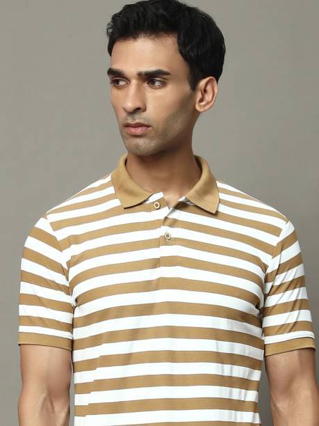 NOWT Pack of 1 Cotton Blend Regular Fit Striped Half Sleeves Men's Polo T Shirt ( Brown ) NOWT Pack of 1 Cotton Blend Regular Fit Striped Half Sleeves Men's Polo T Shirt ( Brown )