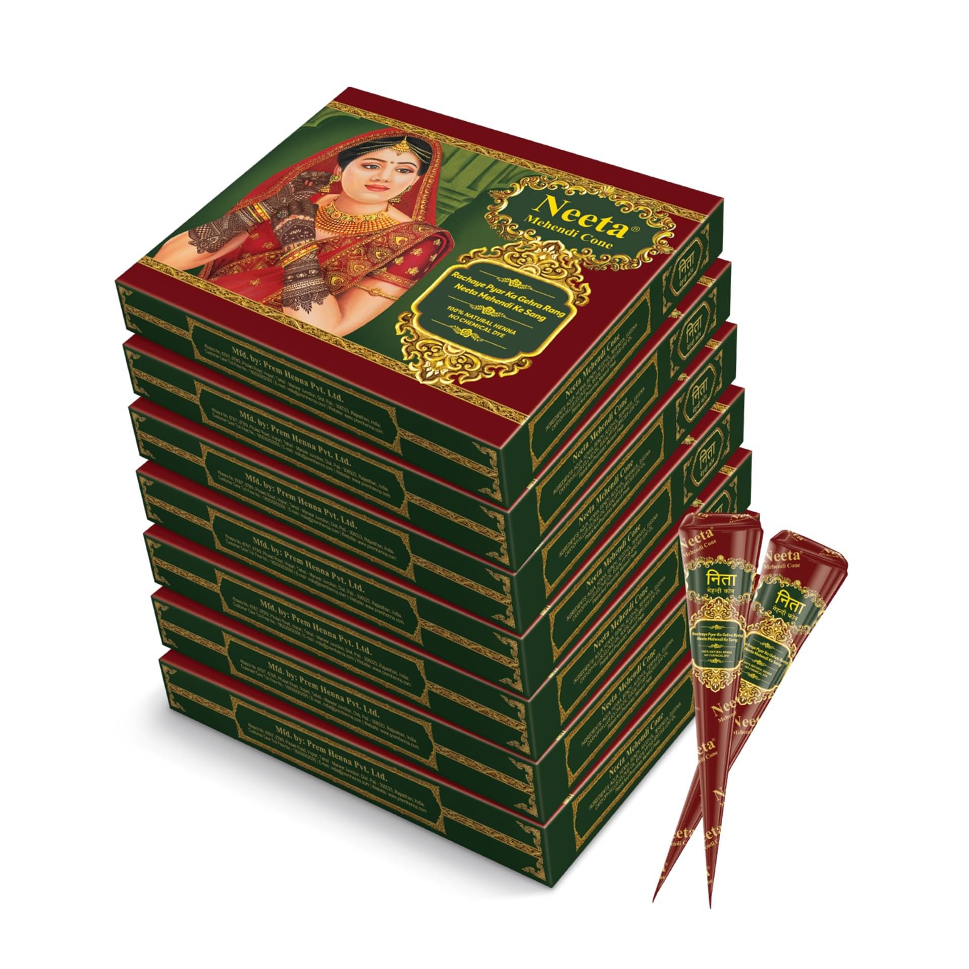 Neeta Mehendi Cones for Hand Desgning & Wedding, Bridal Mehandi Cone Reddish Brown Color 12 Pcs in 1 Box (Pack of 7) Neeta Mehendi Cones for Hand Desgning & Wedding, Bridal Mehandi Cone Reddish Brown Color 12 Pcs in 1 Box (Pack of 7)